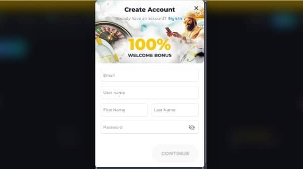 enter your email, username, name, and password on YYY sport