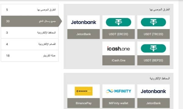 اختر طرق إيداع الأموال في حساب Megapari Sport الخاص بك