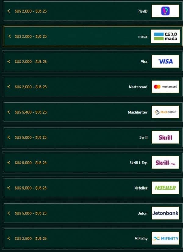 اختر المحافظ الرقمية كطريقة للإيداع في منصة Casinia الرياضية.